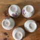 Set of 5 small porcelain coffee bowls, violet decor