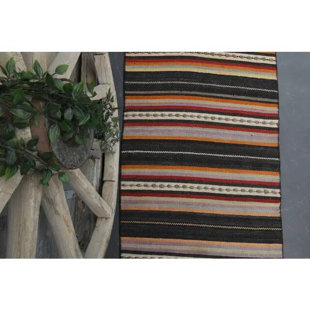 Vintage Turkish Oushak Handmade Wool Cotton Beige Runner Rug 78x263