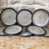 Set of 8 ceramic dessert plates from Poterie Hautes Ribes, Grasse
