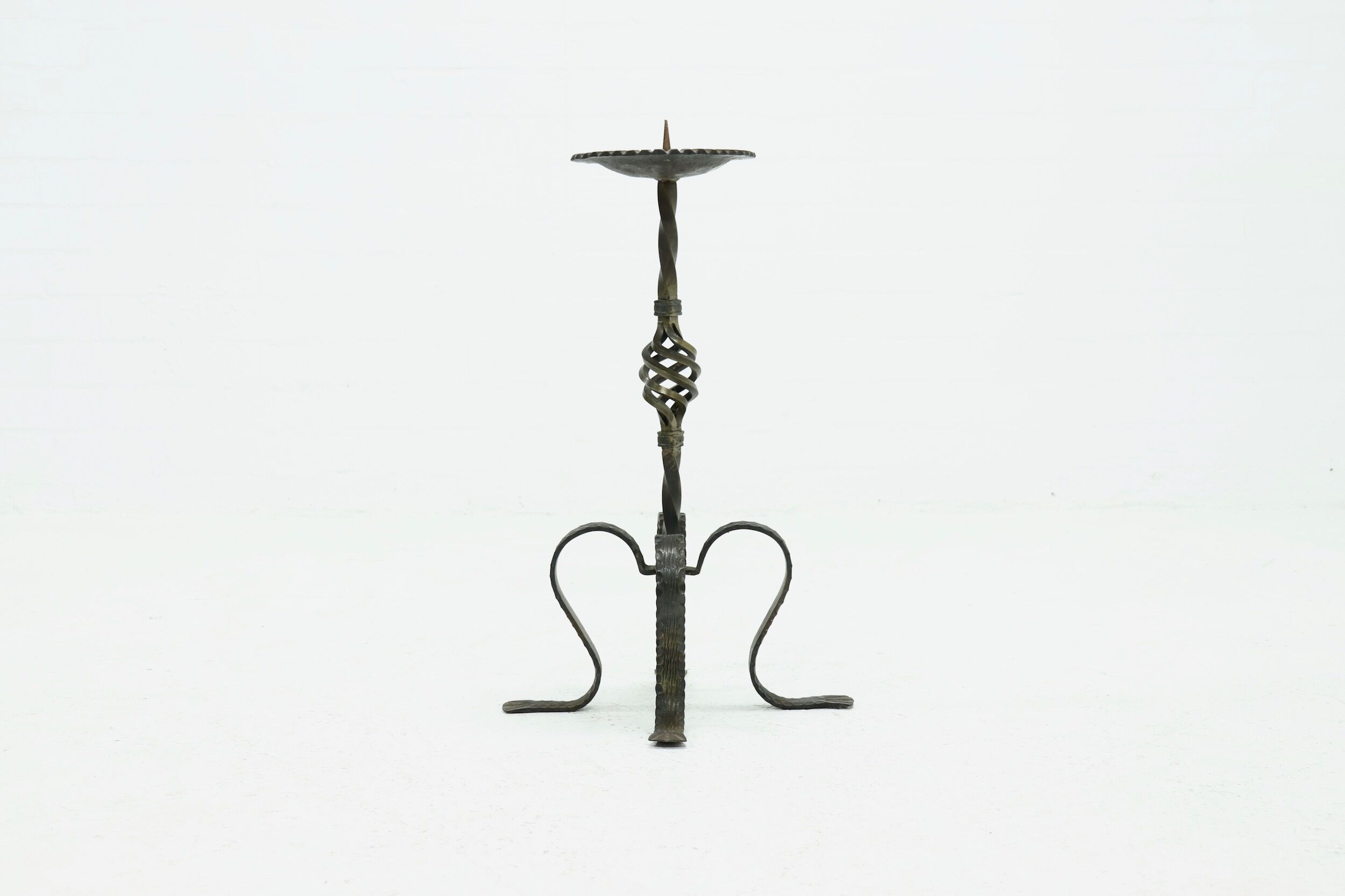 Sculptural brutalist metal candle holder 1960s