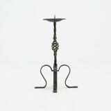 Sculptural brutalist metal candle holder 1960s
