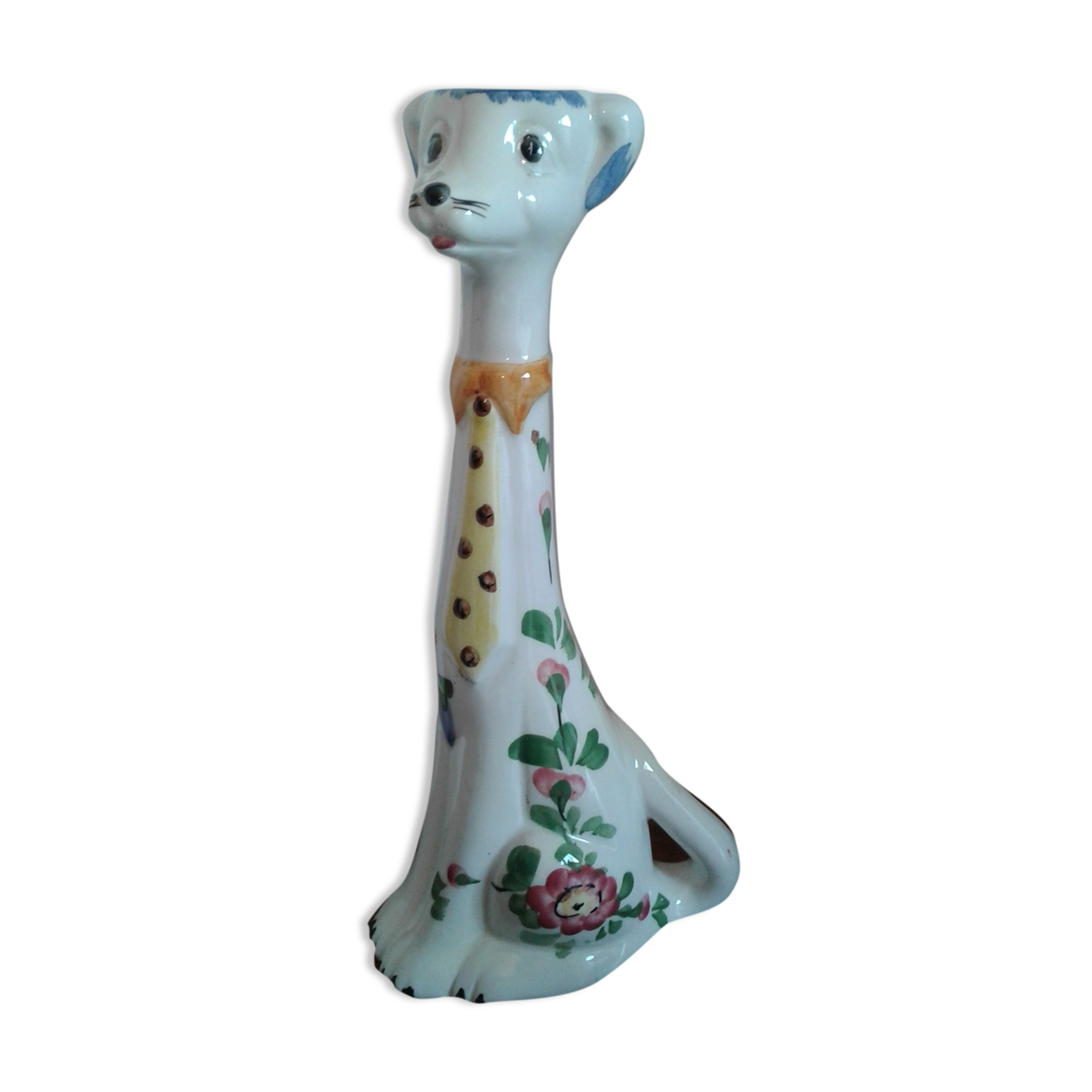 Vase, dog in vintage ceramic