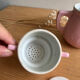 Old pink earthenware coffee pot Esprit Digoin Sarreguemines
