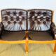 Scandinavian leather and teak bench from the 1960s.