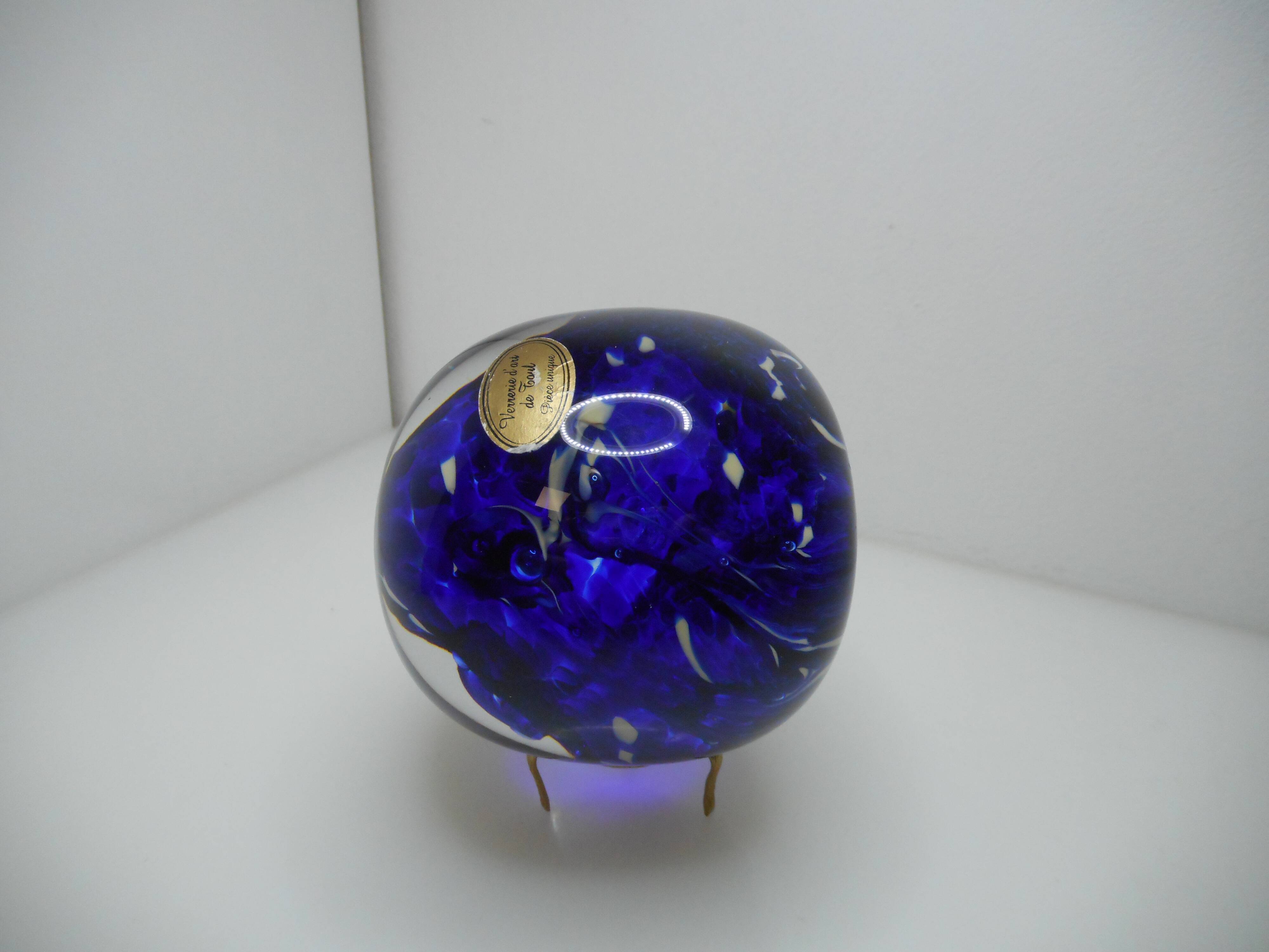 Blue parchment paper press signed 1980