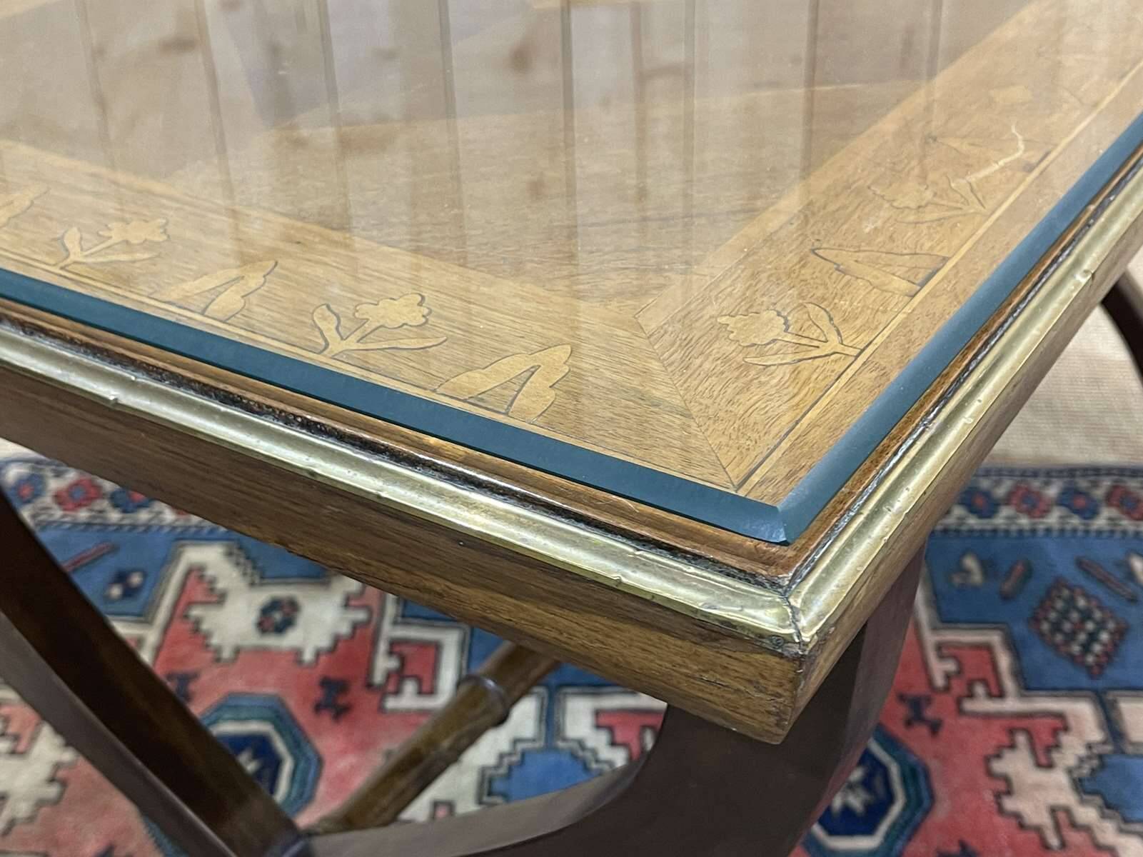 English marquetry coffee table, 1950s