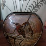 Brass vase with bird décor