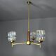 Mid Century Modern 3-light wood and glass chandelier