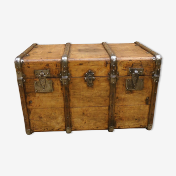 Former large wooden and iron trunk