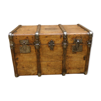 Former large wooden and iron trunk