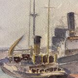 Old painting, navy, signed and dated 1931