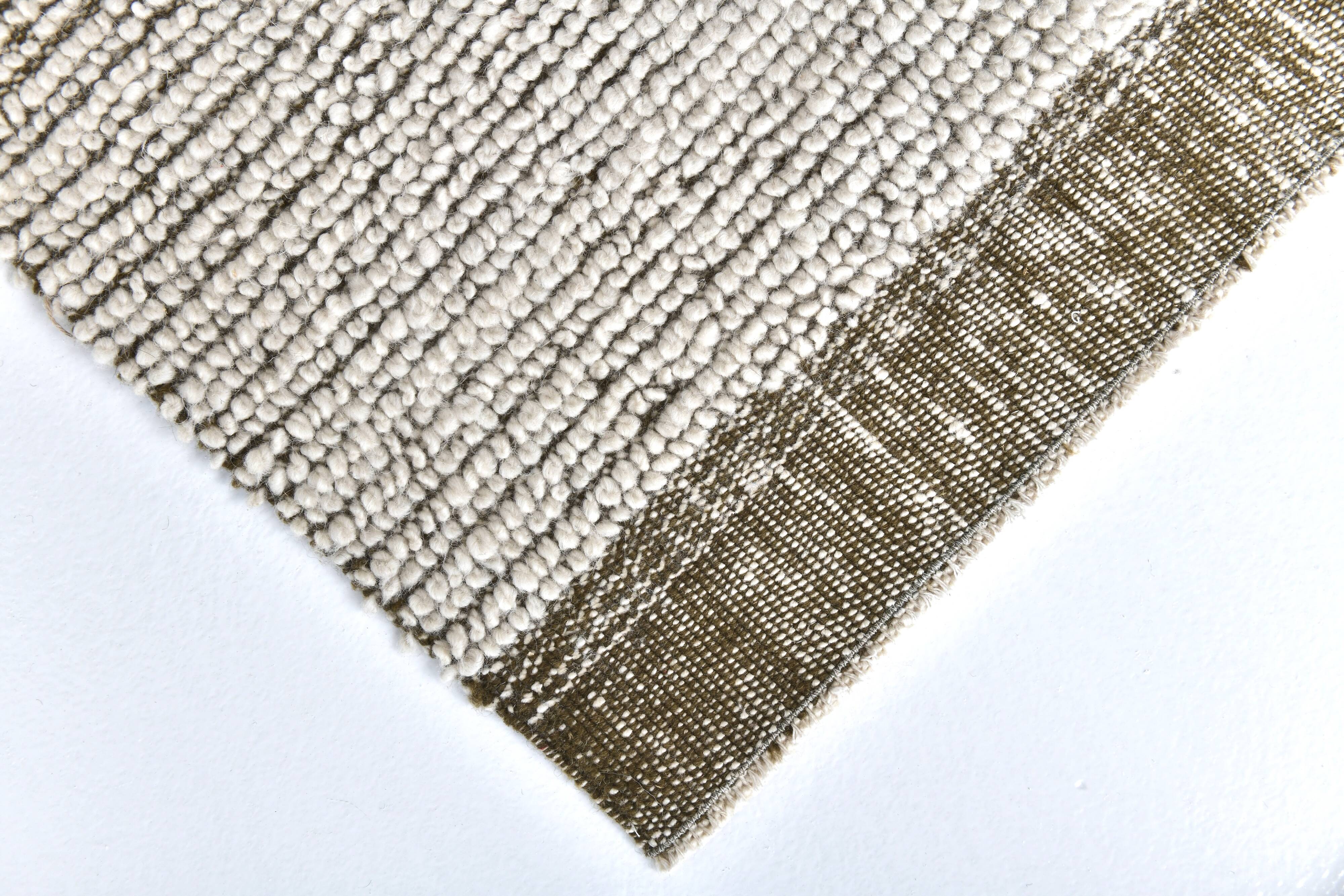 7x10 Dark Green White Handmade Wool Turkish Rug, 200x300Cm SK 242094