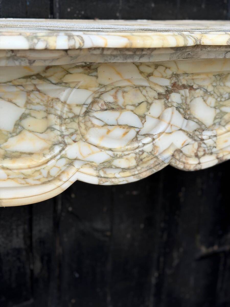 Louis XV style fireplace in purple breccia marble, circa 1880