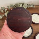Set of 6 vintage mother-of-pearl wooden coasters