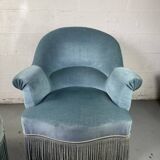 Blue toad armchair and its footrest