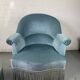 Blue toad armchair and its footrest