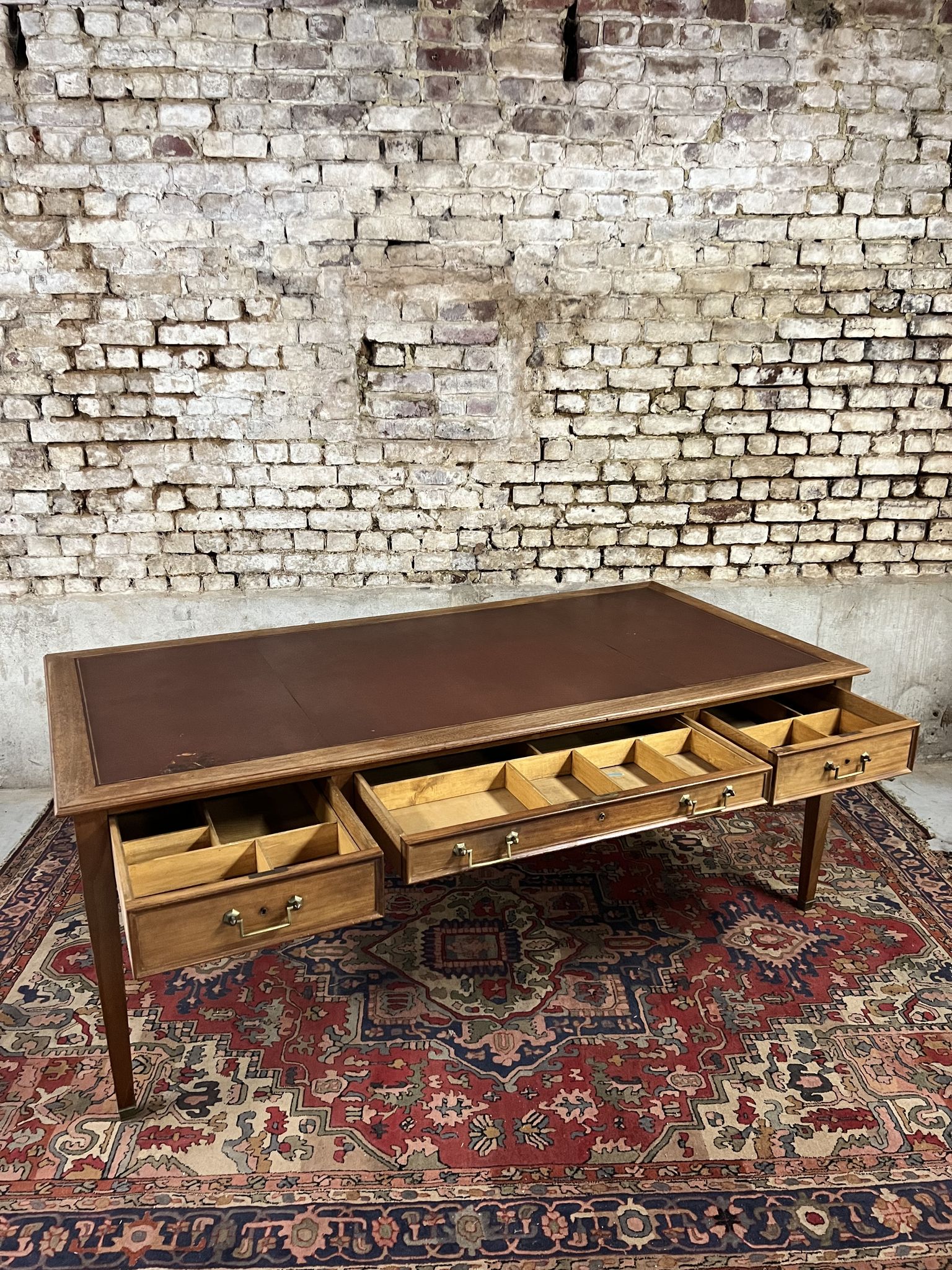 Flat desk double faces of minister mahogany style Louis XVI XIX th century