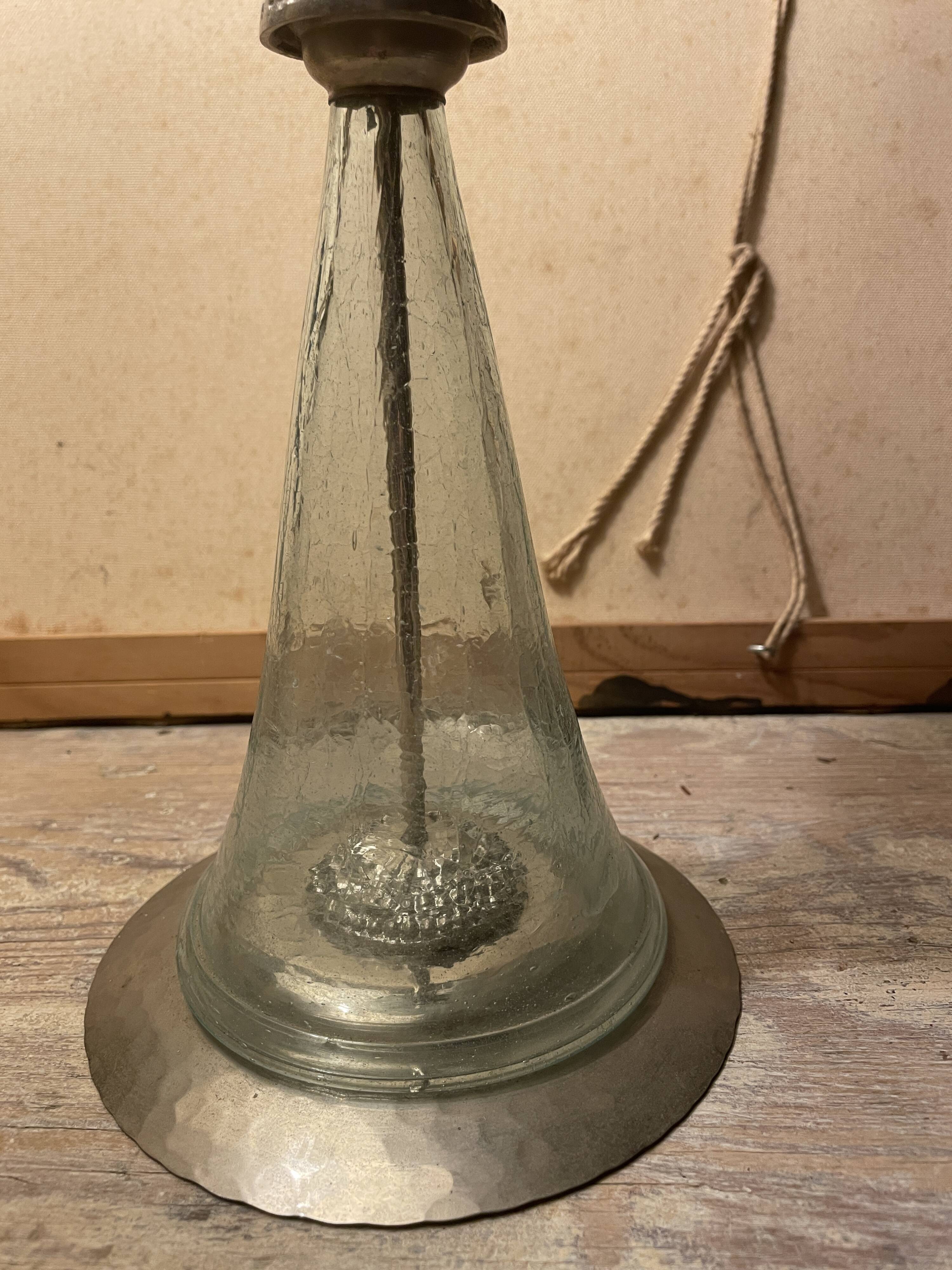 Blown glass and metal photophore