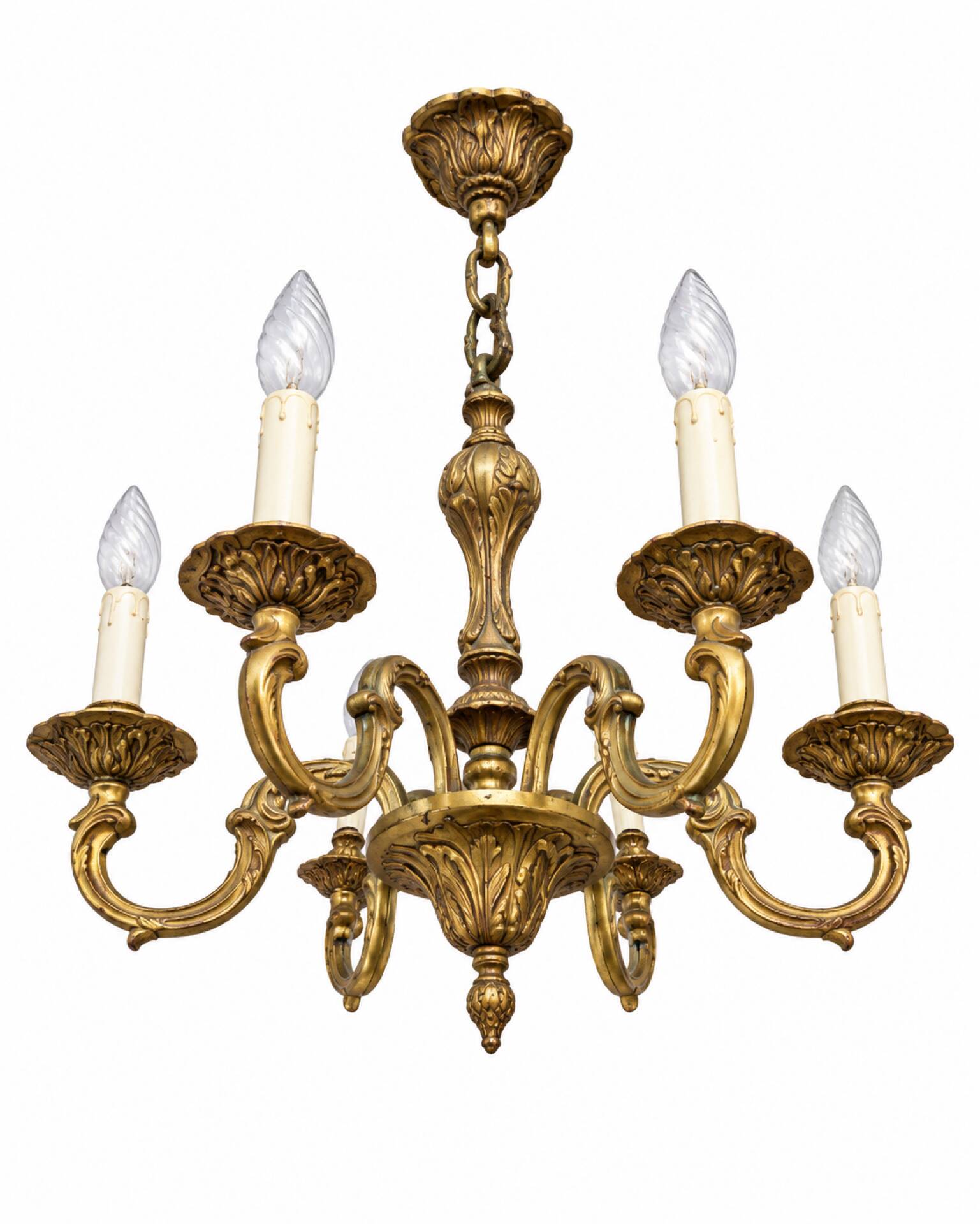 Lustre en Laiton 6 feux Louis XV