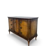 Commode italienne en placage et bois massif de noyer, années 1940-1950