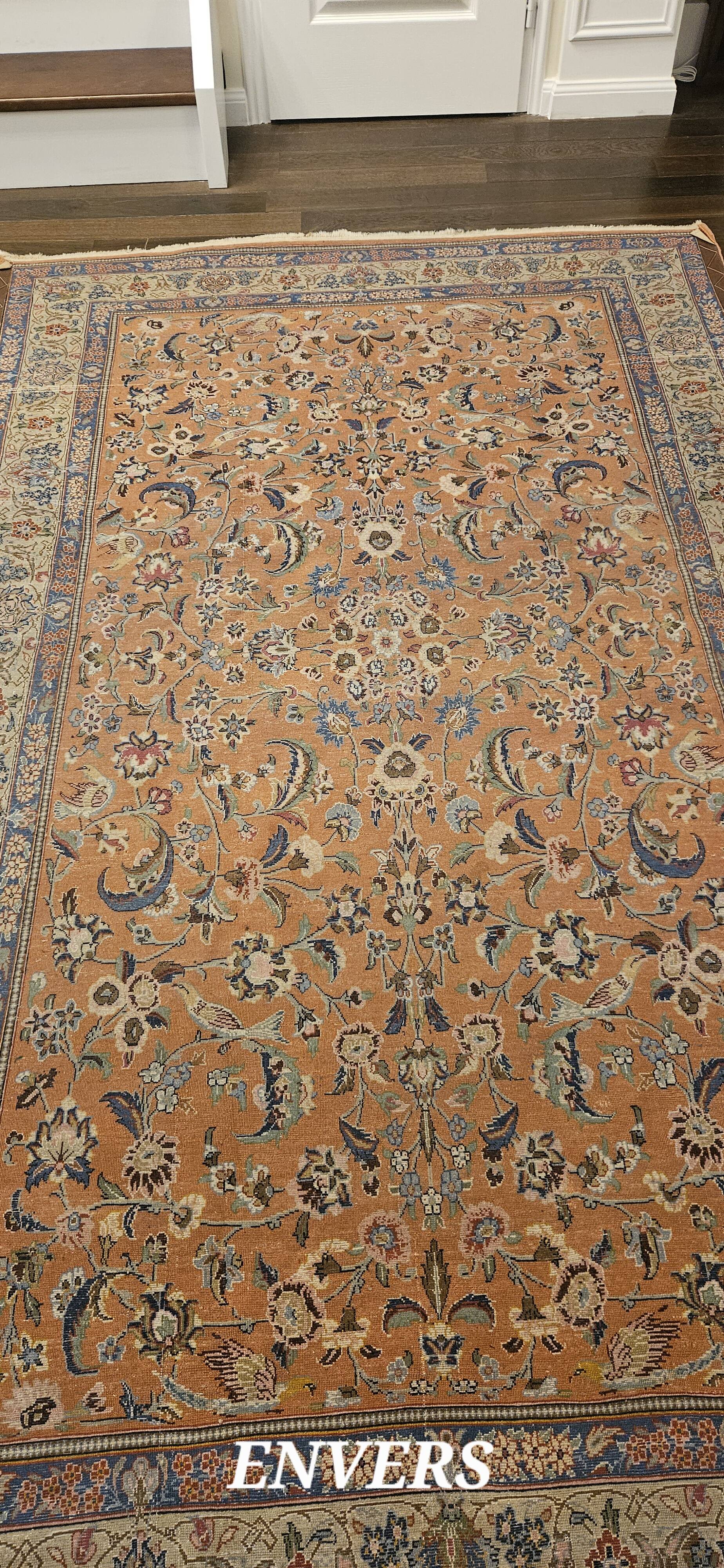 Large wool and silk oriental carpet
