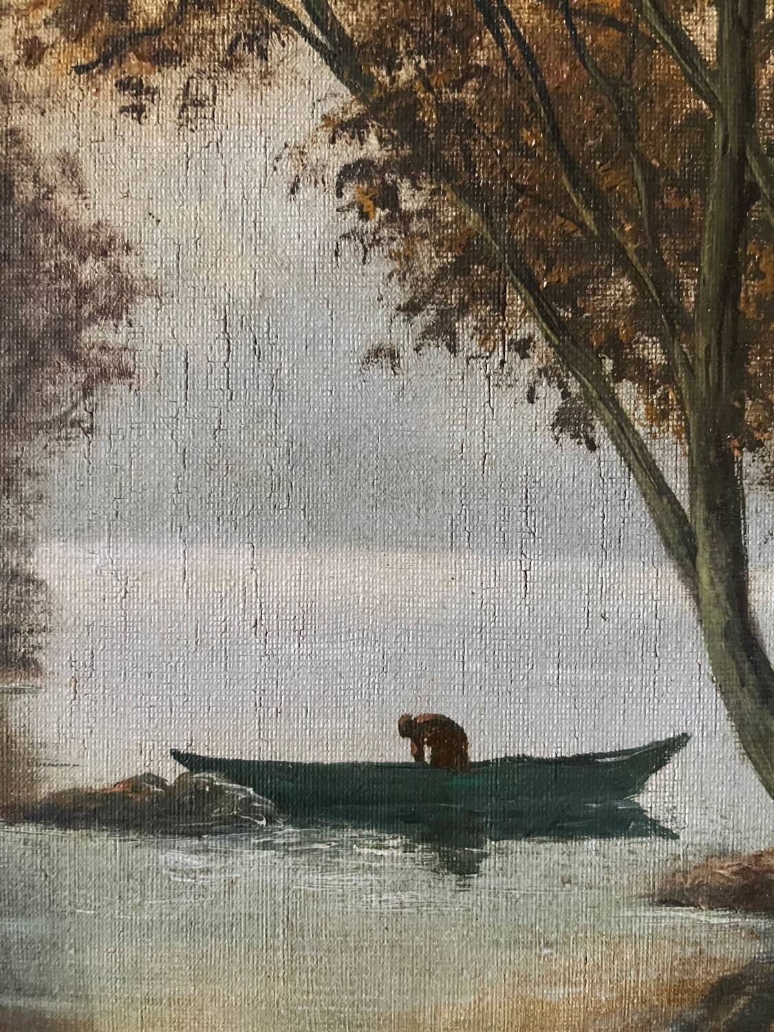 Fishing day, oil on canvas signed A. Parizy