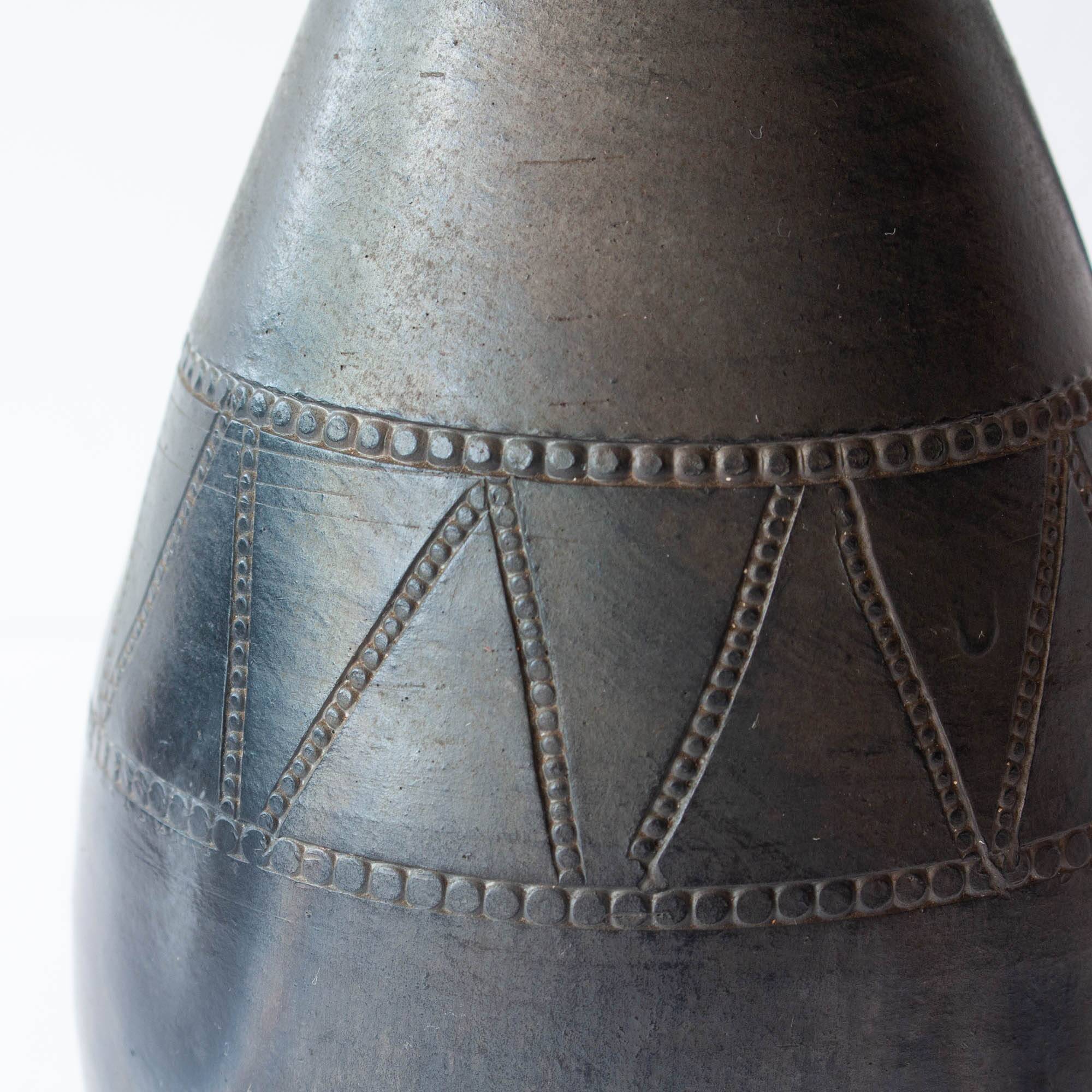 Vintage Handmade Black Pottery Vase from Bisalhaes, 1960's
