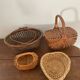 Old baskets and woven wicker basket.