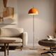 Lampadaire vintage chromé avec abat-jour orange