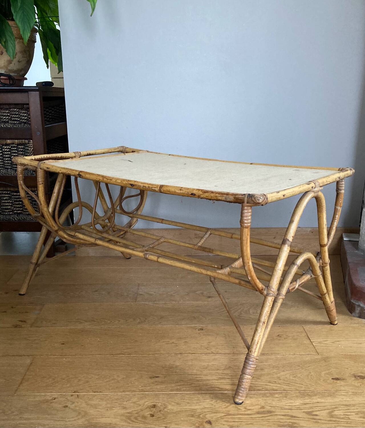 Vintage wicker rattan coffee table from the 1960s/70s (delivery possible)