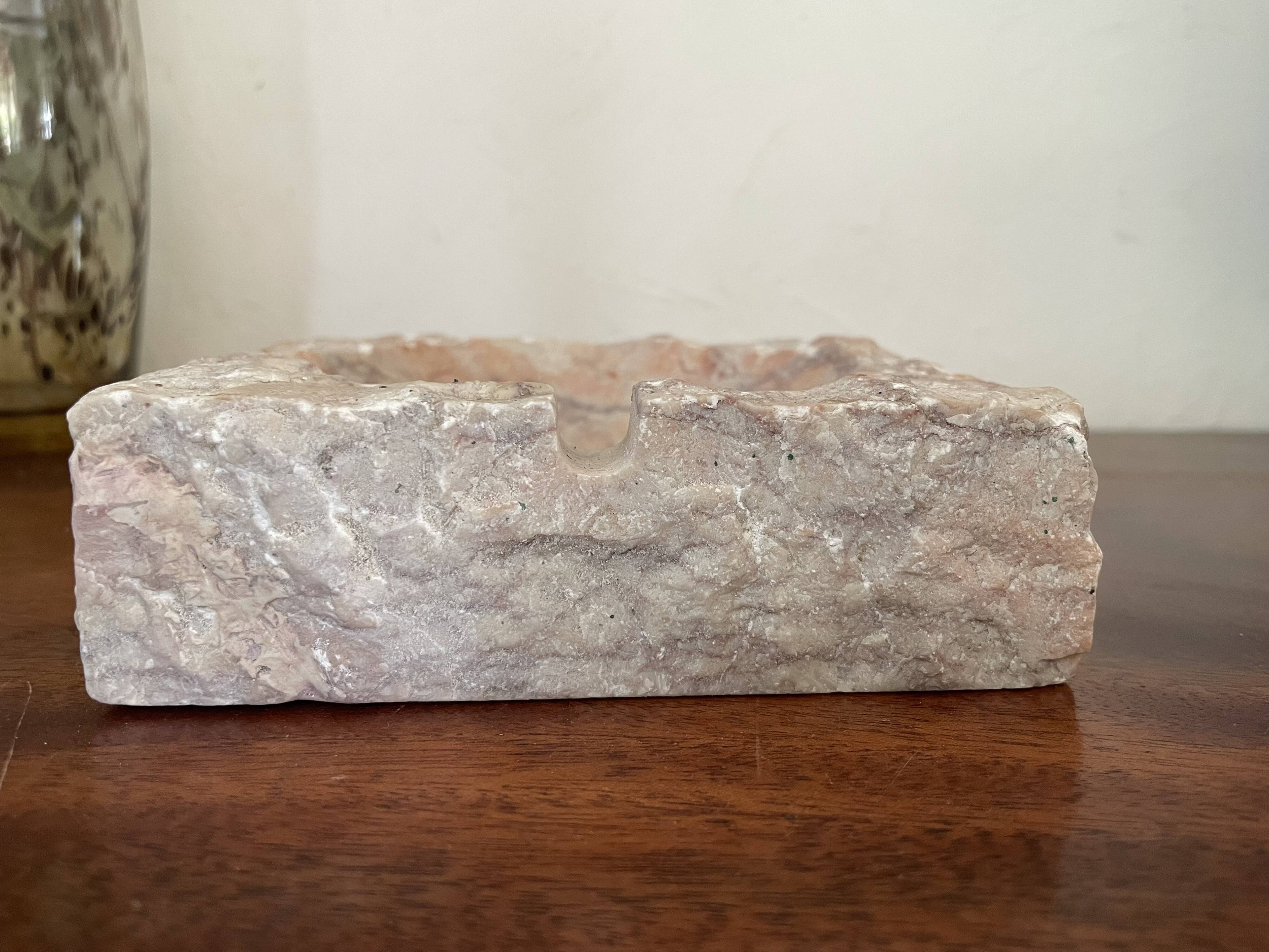 Vintage pinkish beige marble ashtray