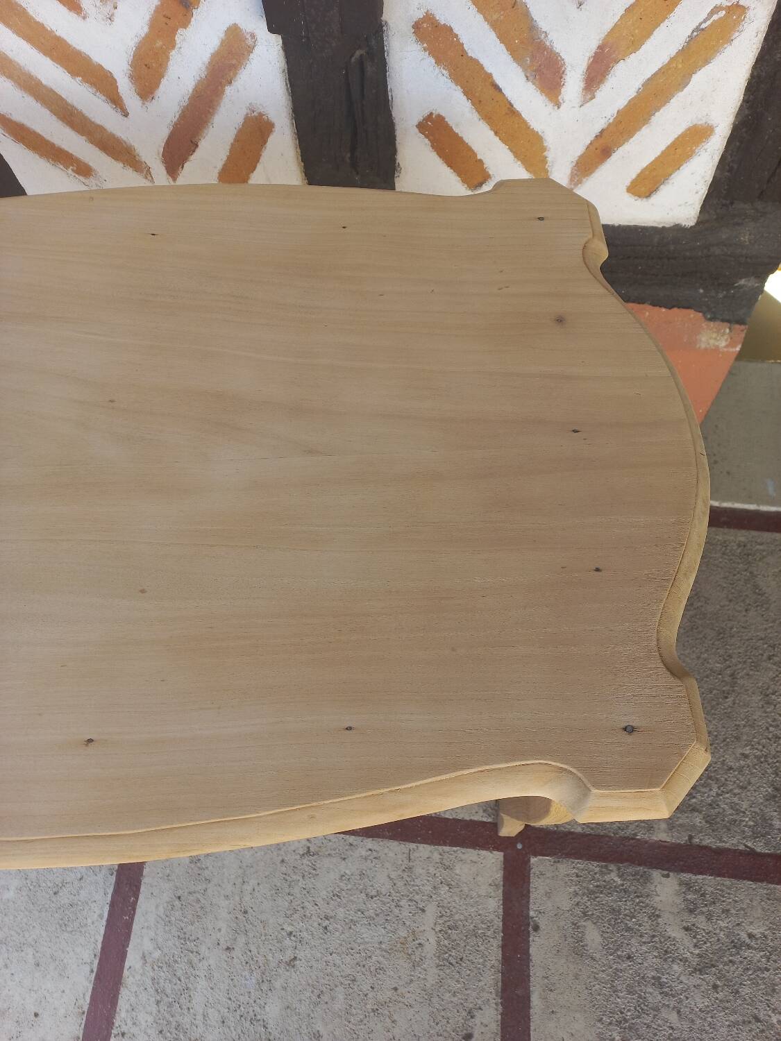 Small sandblasted wood desk table