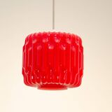 Lustre brutaliste en verre opalin de Karel Wolf pour Osvětlovací sklo, années 1970