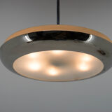 Bauhaus functionalist nickel chandelier UFO, 1930s, restored