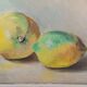 Oil painting still life with two lemons 1960 signed