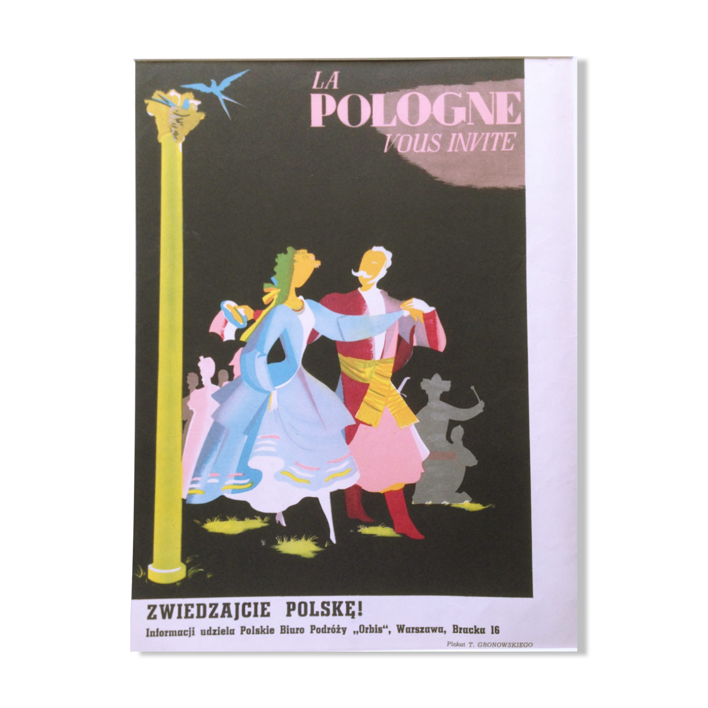 Unframed 1958 Orbis ad print "Poland invites you" by Tadeusz Gronowski