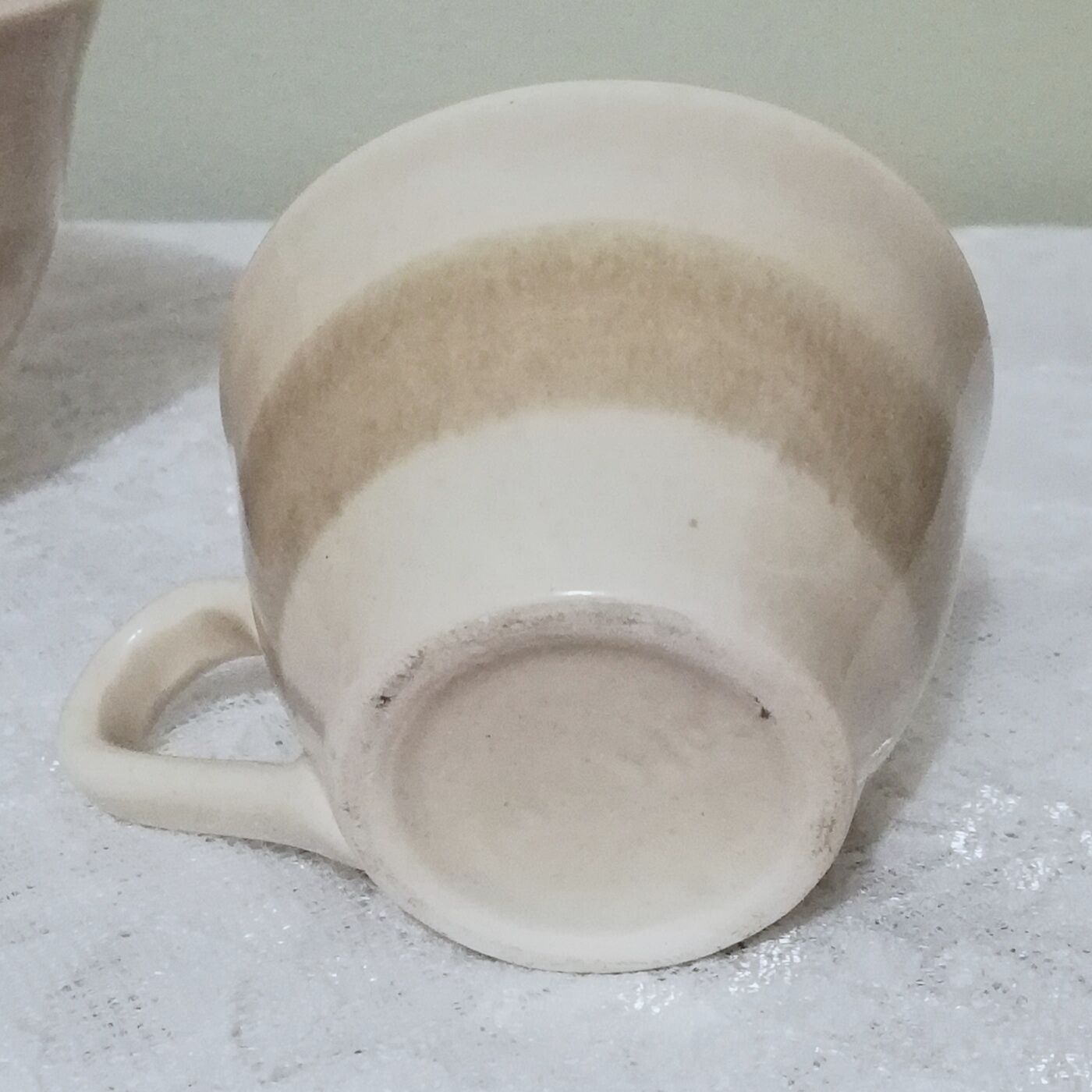 Coffee set 8 cups and sugar bowl from the earthenware factory of Pornic