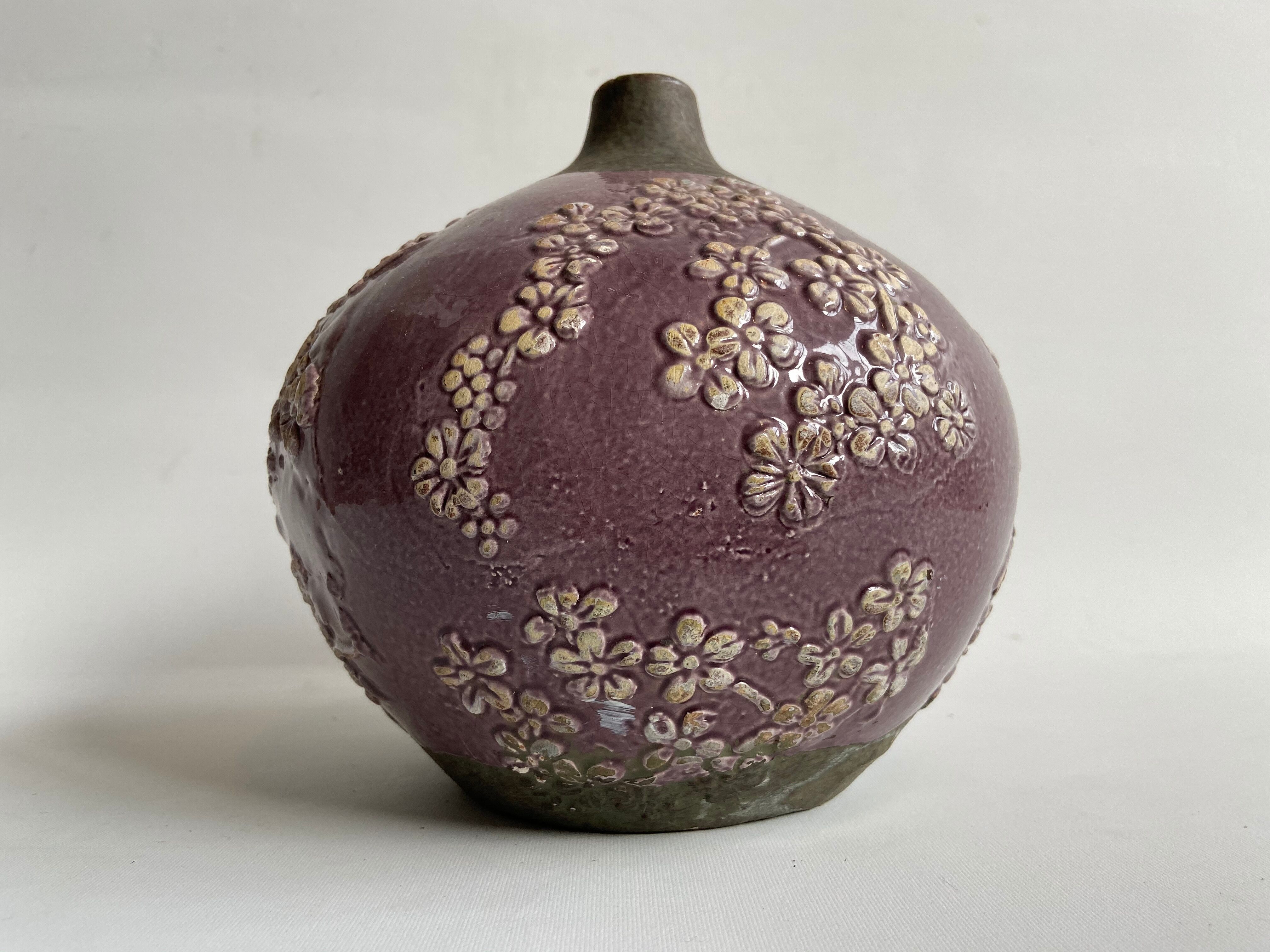Soliflore en terre cuite mauve