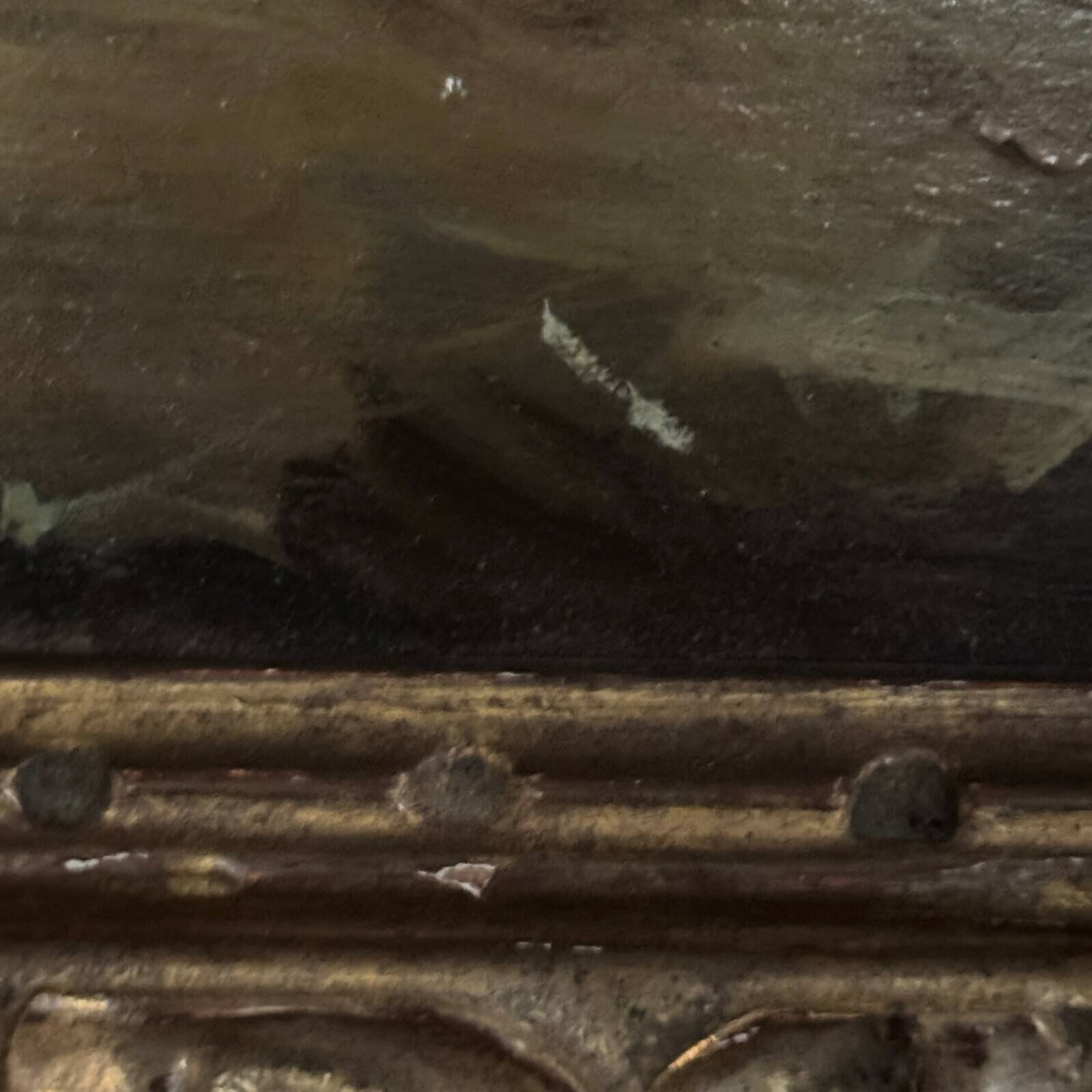 Oil on panel depicting a port from the early 20th century