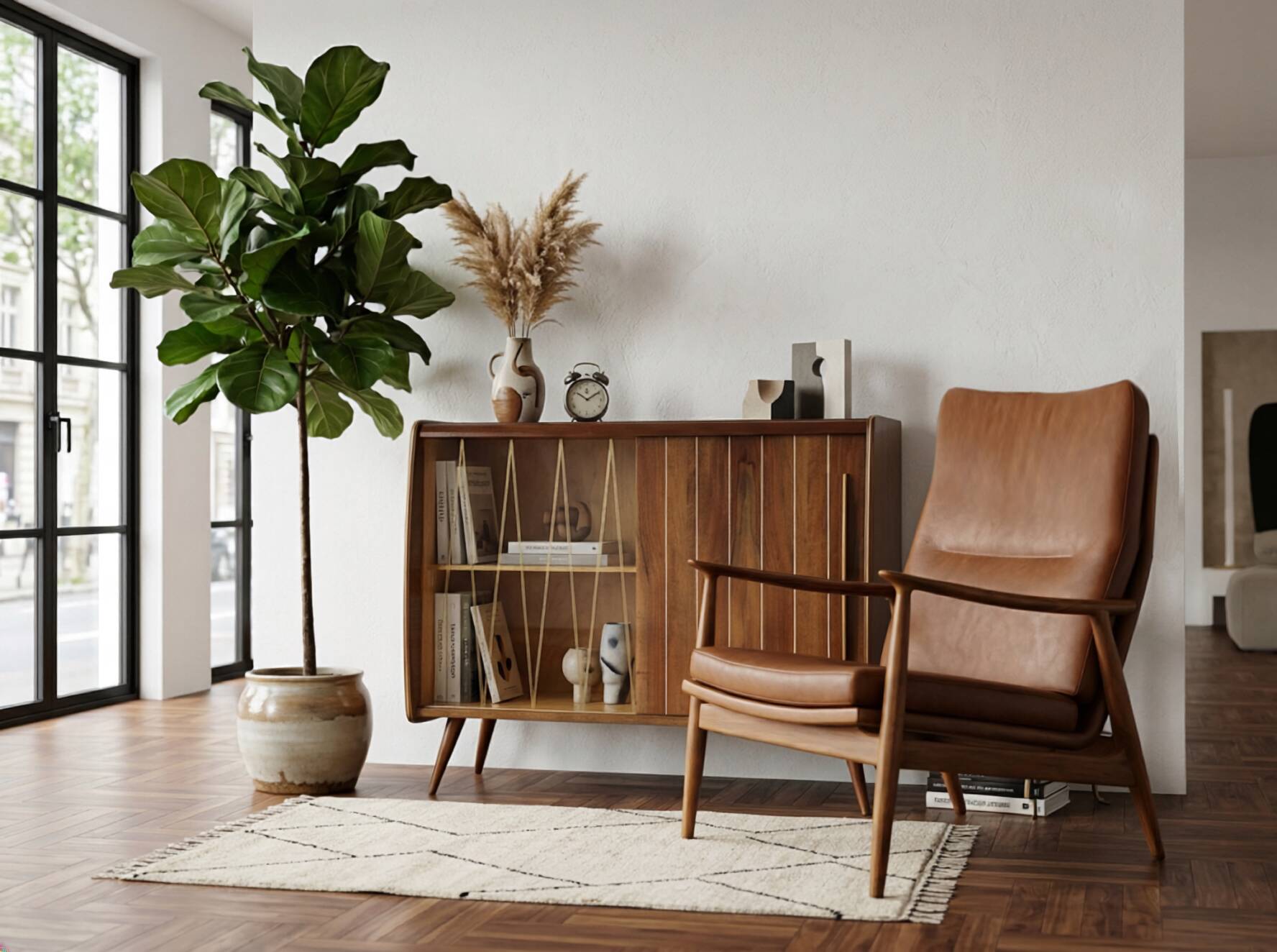 Mid-Century Modern Turntable & LP Sideboard, 1960s