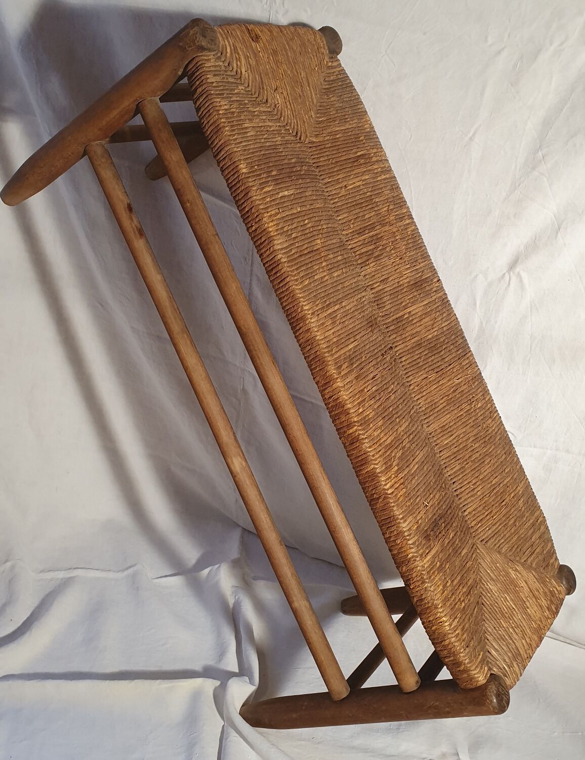 Wood and straw bench