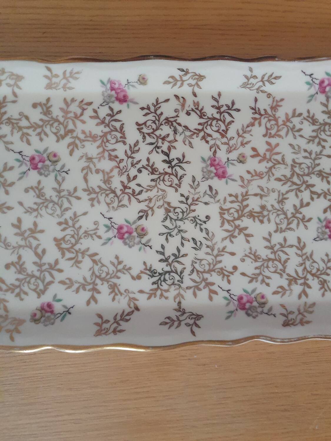 Rectangular dish in vintage Limoges enameled porcelain