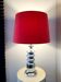 Vintage table lamp Star-Lights Cologne (West Germany) chrome & velvet red shade