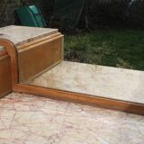 Renovated Art Deco buffet, pink marble and original mirror.