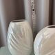 Pair of vintage iridescent white ceramic vases