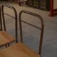 Set of 4 industrial oak chairs, 1950