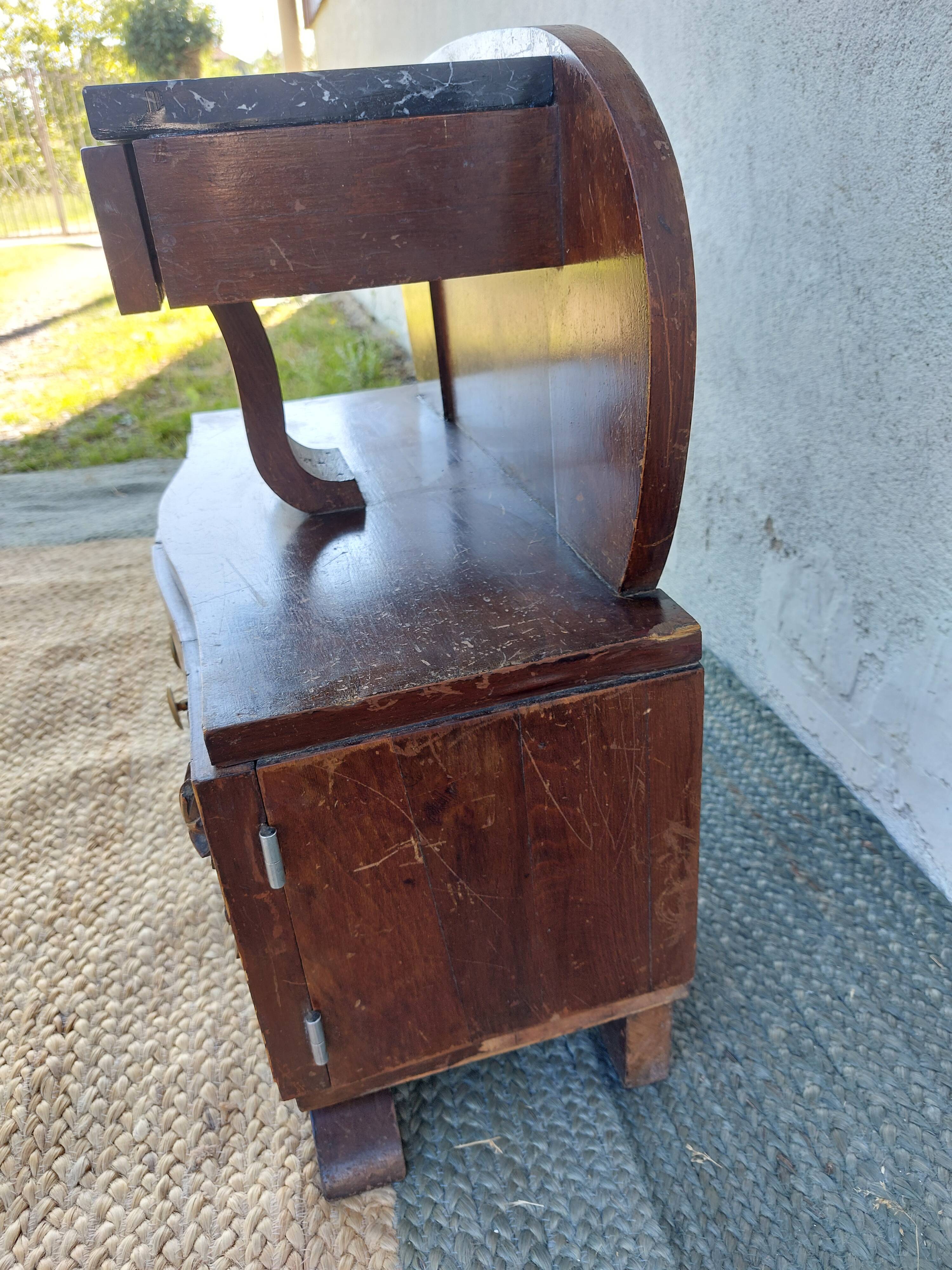 Art deco bedside table, black marble