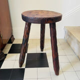 Dark wood tripod stool