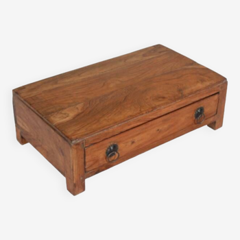 Table furniture de metier brown small bedside old teak drawer piece of origin india