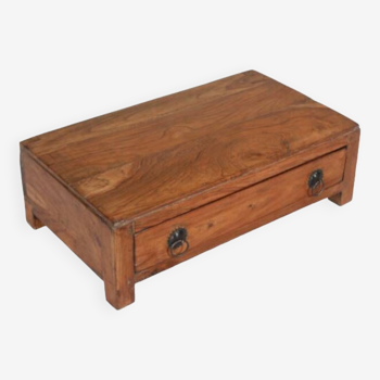 Table meuble de metier marron petite chevet vieux teck tiroir piece d'origine inde